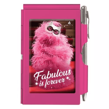 "Fabulous is Forever" Pink Fancy Cat Engraved Metal Pocket Notepad & Pen – Stylish Refillable Gift for Cat Lovers