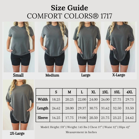 Comfort Colors 1717 Sizing chart video