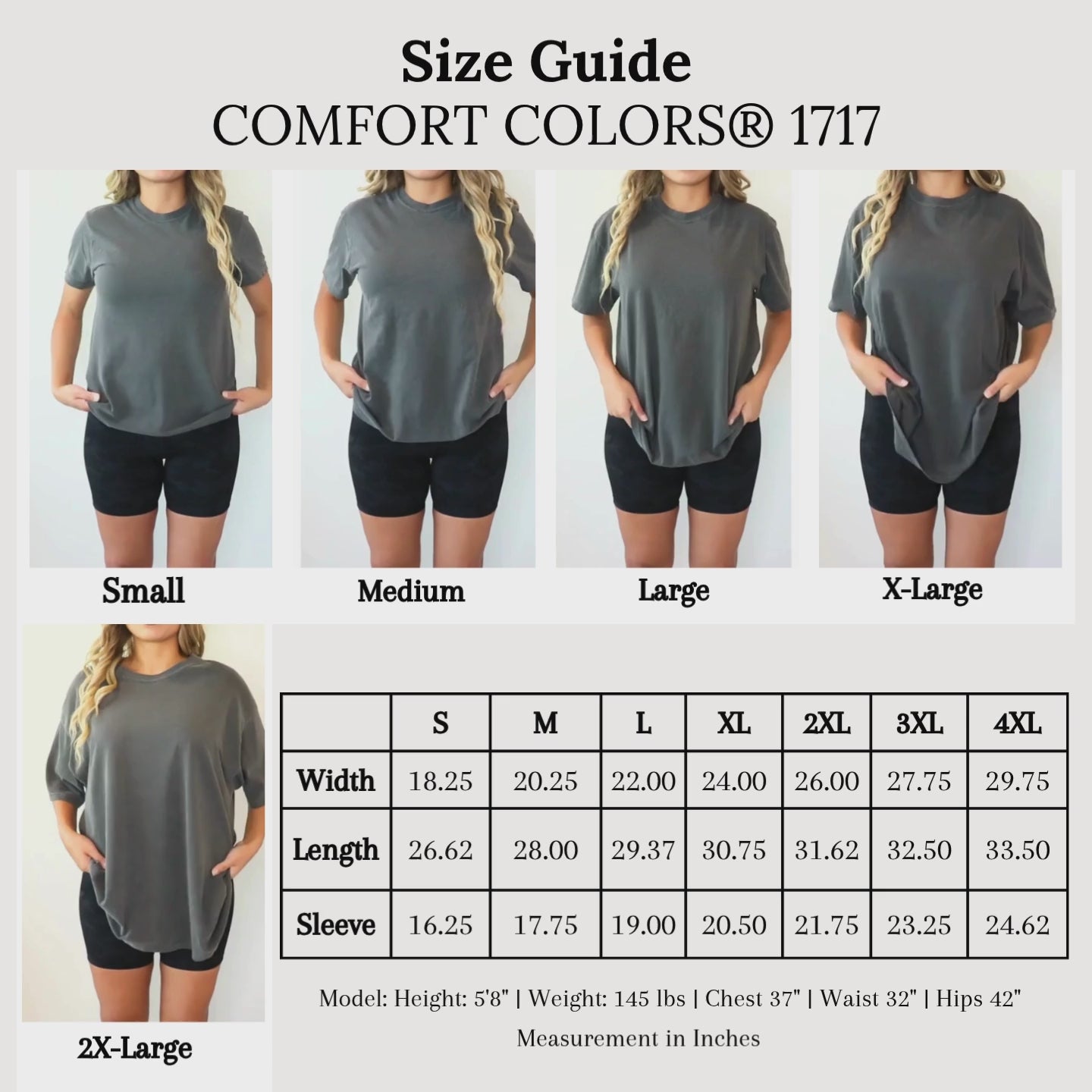 Comfort Colors 1717 Sizing chart video