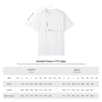 size chart for comfort colors 1717 tshirt